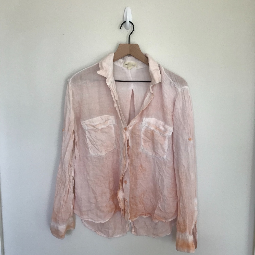 Cloth & Stone Pink Ombre Button Down Top Medium